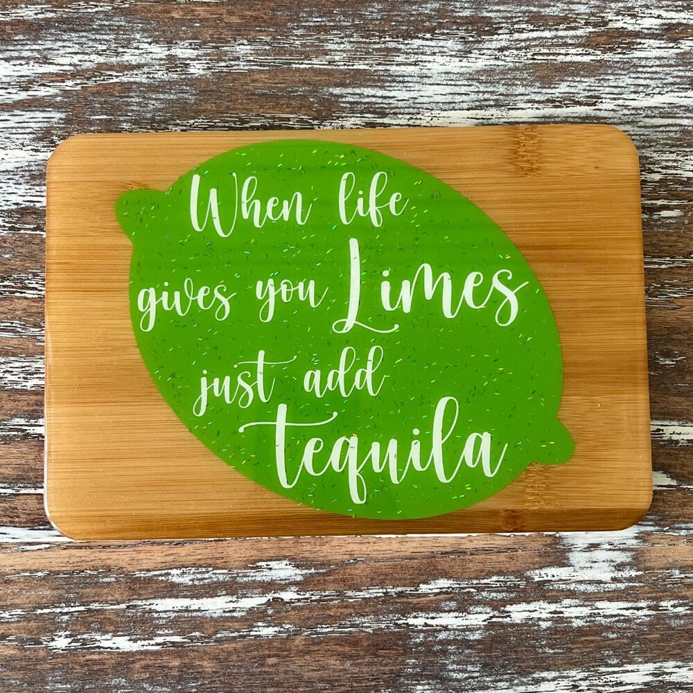 Limes Just Add Tequila Cutting Board Resin Wood Cutting Board Charcuterie Board - Picture 5 of 6